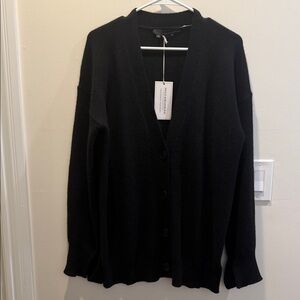 360 Cashmere Black Cardigan Sweater